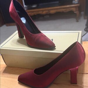 Elegant Red Satin Women's Heels